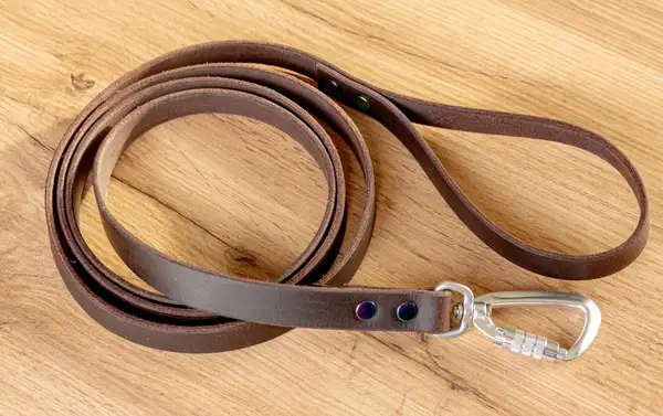 Mörkbrunt läderkoppel med Twist-Lock karbinhake, 20 mm