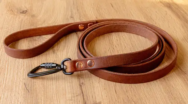 Ljusbrunt läderkoppel med Twist-Lock karbinhake, 20 mm