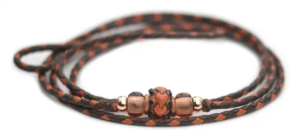 Utställningskoppel känguruläder i dark brown & saddle tan