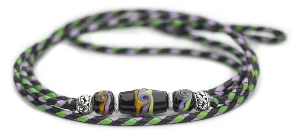 Utställningskoppel känguruläder i black, lavender & lime