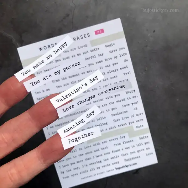 Stickers – Textremsor: Love, romance & Valentine's day