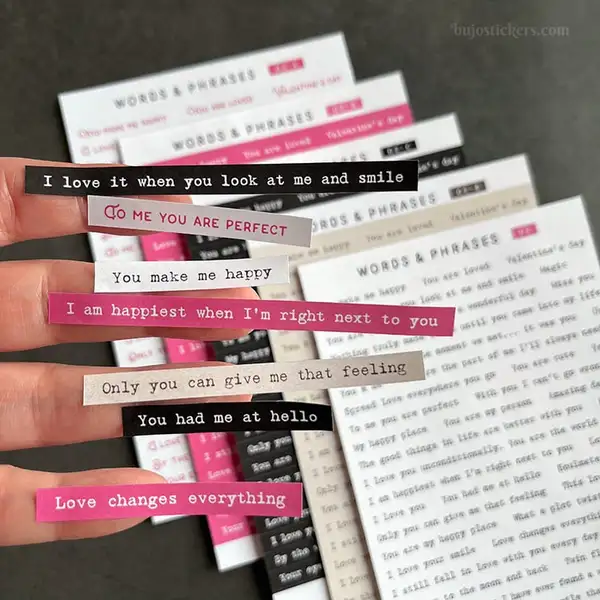 Stickers – Textremsor: Love, romance & Valentine's day
