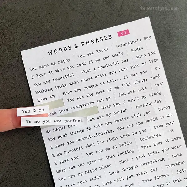 Stickers – Textremsor: Love, romance & Valentine's day