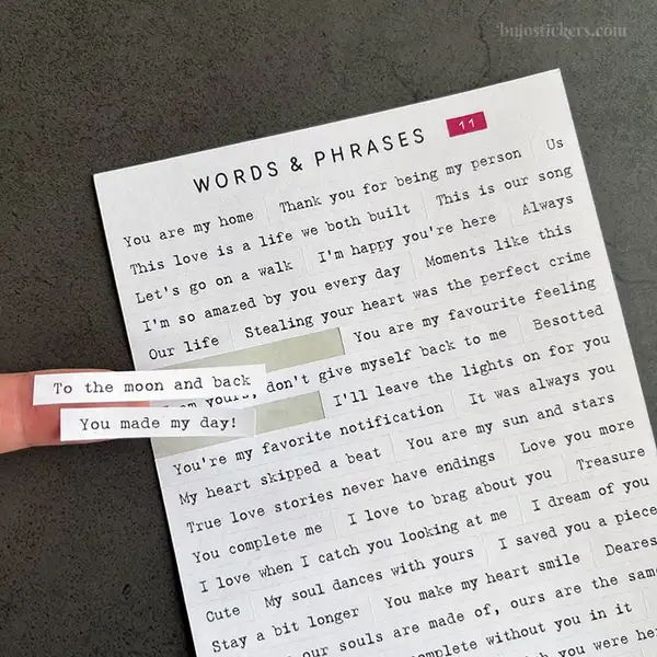 Stickers – Textremsor: Love & romance