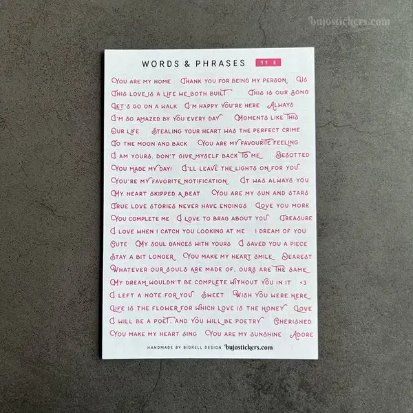 Stickers – Textremsor: Love & romance