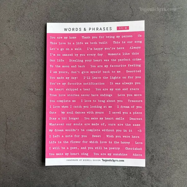 Stickers – Textremsor: Love & romance