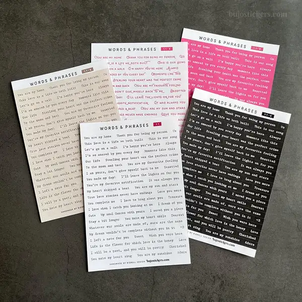 Stickers – Textremsor: Love & romance