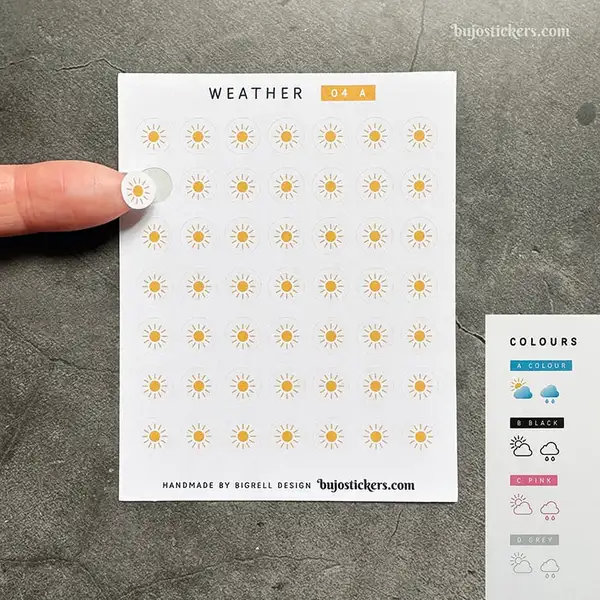 Stickers – Vädersymboler Sol – fyra färger